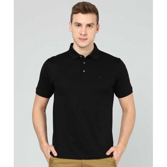 Allen Solly  Solid Men Polo Neck Black T-Shirt