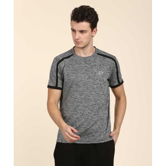 Lotto  Self Design Men's Round Neck Grey T-Shirt