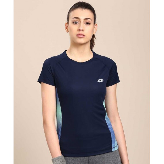 Lotto  Printed Women's Round Neck Blue T-Shirt